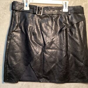 Princess Polly Black Mini Skirt FAUX LETHER SLIT AND BELT